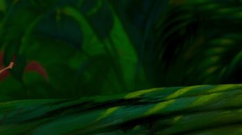 Movie still from “The Lion King” (1994), directed by Rob Minkoff – View of some green plants; Extreme Close Up shot, Low angle