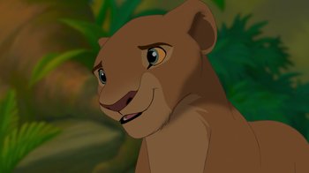 Movie still from “The Lion King” (1994), directed by Rob Minkoff – The face of a lioness; Close Up shot, High angle