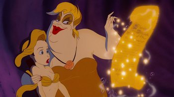 Movie still from “The Little Mermaid” (1989), directed by John Musker – A woman and a little girl in front of a christmas tree; Close Up shot, Over the shoulder angle