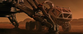 Movie still from “The Martian” (2015), directed by Ridley Scott – An image of an image that is very interesting; Wide shot, Low angle