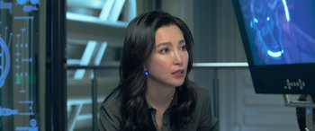 Movie still from “The Meg” (2018), directed by Jon Turteltaub – A person wearing a black shirt; Close Up shot, High angle