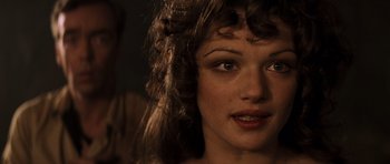Movie still from “The Mummy” (1999), directed by Stephen Sommers – A woman's eyes and hair; Close Up shot, Over the shoulder angle
