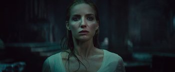 Movie still from “The Mummy” (2017), directed by Alex Kurtzman – A person with wet hair; Close Up shot, Low angle