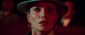 Movie still from “The New York Ripper” (1982), directed by Lucio Fulci – A person wearing a hat; Close Up shot, Low angle