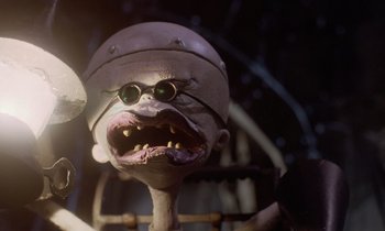 Movie still from “The Nightmare Before Christmas” (1993), directed by Henry Selick – The face of a strange creature; Extreme Close Up shot, Low angle