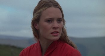 Movie still from “The Princess Bride” (1987), directed by Rob Reiner – A person wearing a red shirt; Close Up shot, Low angle