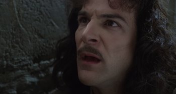 Movie still from “The Princess Bride” (1987), directed by Rob Reiner – A person with long hair; Close Up shot, High angle