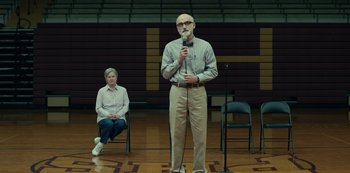 Movie still from “Dopesick” (2021), directed by Danny Strong – Wide shot, Over the shoulder angle