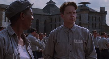 Movie still from “The Shawshank Redemption” (1994), directed by Frank Darabont – Medium shot, Over the shoulder angle