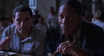 Movie still from “The Shawshank Redemption” (1994), directed by Frank Darabont – Close Up shot, Over the shoulder angle