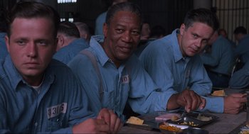Movie still from “The Shawshank Redemption” (1994), directed by Frank Darabont – Medium shot, Over the shoulder angle