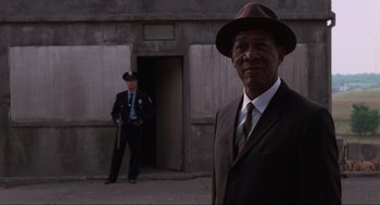 Movie still from “The Shawshank Redemption” (1994), directed by Frank Darabont – Medium shot, Over the shoulder angle