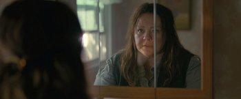 Movie still from “The Starling” (2021), directed by Theodore Melfi – A woman sitting in front of a bathroom mirror; Close Up shot, Over the shoulder angle