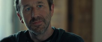 Movie still from “The Starling” (2021), directed by Theodore Melfi – A person with a beard; Close Up shot, Over the shoulder angle