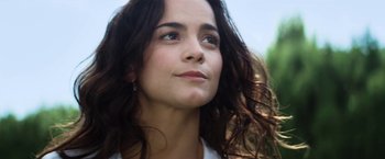 Movie still from “Elysium” (2013), directed by Neill Blomkamp – A person with long hair; Close Up shot, Low angle