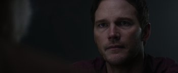 Movie still from “The Tomorrow War” (2021), directed by Chris McKay – A man's face in the dark; Close Up shot, Over the shoulder angle