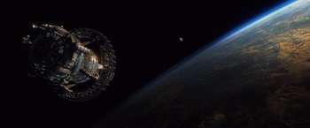 Movie still from “Ender's Game” (2013), directed by Gavin Hood – A view of the earth from the space station; Extreme Wide shot, Overhead angle
