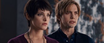 Movie still from “The Twilight Saga: Breaking Dawn - Part 1” (2011), directed by Bill Condon – A man and a woman standing next to each other; Close Up shot, Over the shoulder angle