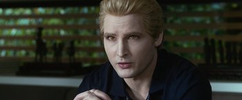 Movie still from “The Twilight Saga: Eclipse” (2010), directed by David Slade – A person with blond hair; Close Up shot, Over the shoulder angle