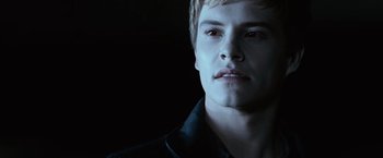 Movie still from “The Twilight Saga: Eclipse” (2010), directed by David Slade – A person wearing a black shirt; Close Up shot, Over the shoulder angle
