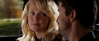 Movie still from “The Ugly Truth” (2009), directed by Robert Luketic – A woman and a man are talking to each other; Close Up shot, Over the shoulder angle