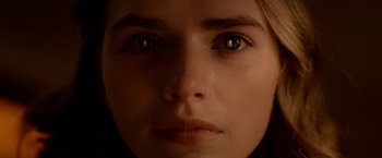 Movie still from “The Unholy” (2021), directed by Evan Spiliotopoulos – A woman's face with green eyes; Extreme Close Up shot, Low angle