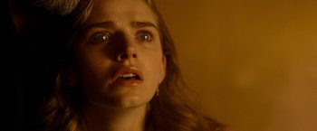 Movie still from “The Unholy” (2021), directed by Evan Spiliotopoulos – A woman's eyes and face; Close Up shot, Low angle