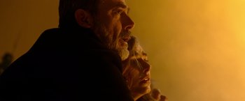 Movie still from “The Unholy” (2021), directed by Evan Spiliotopoulos – A man and a woman are looking into the distance; Close Up shot, Low angle