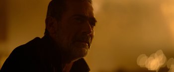 Movie still from “The Unholy” (2021), directed by Evan Spiliotopoulos – A man's face in the dark; Close Up shot, Over the shoulder angle