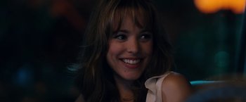 Movie still from “The Vow” (2012), directed by Michael Sucsy – A person with a smile on their face; Close Up shot, Over the shoulder angle