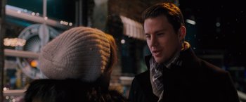 Movie still from “The Vow” (2012), directed by Michael Sucsy – A man and a woman talking to each other outside; Close Up shot, Over the shoulder angle