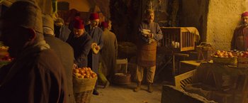 Movie still from “The Water Diviner” (2014), directed by Russell Crowe – A group of men standing next to each other in a room; Wide shot, Over the shoulder angle