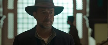 Movie still from “The Water Diviner” (2014), directed by Russell Crowe – A person wearing a hat; Close Up shot, Low angle