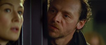 Movie still from “The World's End” (2013), directed by Edgar Wright – A person with a beard; Close Up shot, Over the shoulder angle