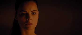 Movie still from “Thor” (2011), directed by Kenneth Branagh – A woman's face in the dark; Close Up shot, Over the shoulder angle