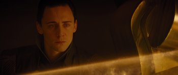 Movie still from “Thor” (2011), directed by Kenneth Branagh – A person in a dark room; Close Up shot, Over the shoulder angle