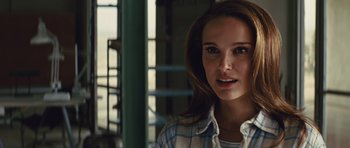 Movie still from “Thor” (2011), directed by Kenneth Branagh – A person wearing a plaid shirt; Close Up shot, Over the shoulder angle