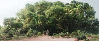 Movie still from “Thor: Love and Thunder” (2022), directed by Taika Waititi – A man standing in the middle of a forest; Extreme Wide shot, High angle