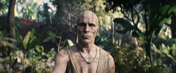 Movie still from “Thor: Love and Thunder” (2022), directed by Taika Waititi – An image of a man in the woods; Close Up shot, Low angle