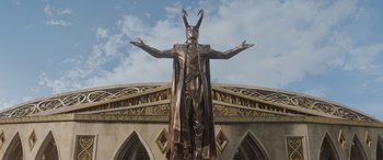 Movie still from “Thor: Ragnarok” (2017), directed by Taika Waititi – Wide shot, Low angle