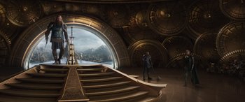 Movie still from “Thor: Ragnarok” (2017), directed by Taika Waititi – Extreme Wide shot, Low angle