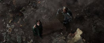 Movie still from “Thor: Ragnarok” (2017), directed by Taika Waititi – Wide shot, Overhead angle