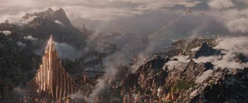 Movie still from “Thor: Ragnarok” (2017), directed by Taika Waititi – Extreme Wide shot, High angle