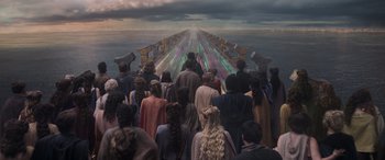 Movie still from “Thor: Ragnarok” (2017), directed by Taika Waititi – Extreme Wide shot, High angle