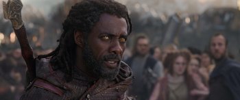 Movie still from “Thor: Ragnarok” (2017), directed by Taika Waititi – A person with a beard; Close Up shot, Low angle