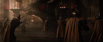 Movie still from “Thor: The Dark World” (2013), directed by Alan Taylor – Extreme Wide shot, Over the shoulder angle