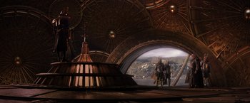 Movie still from “Thor: The Dark World” (2013), directed by Alan Taylor – An image of a scene in a movie setting; Extreme Wide shot, Low angle