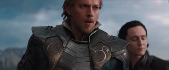 Movie still from “Thor: The Dark World” (2013), directed by Alan Taylor – A person wearing armor; Close Up shot, Low angle
