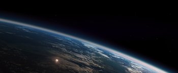 Movie still from “Thor: The Dark World” (2013), directed by Alan Taylor – A view of the earth taken from a space station; Extreme Wide shot, High angle