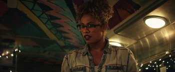 Movie still from “Timmy Failure: Mistakes Were Made” (2020), directed by Tom McCarthy – A woman wearing glasses is standing in a room; Close Up shot, Low angle